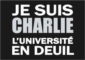 Sign distributed by email for printing out and carrying at the demonstration to protest the murders of the Charlie Hebdo journalists and policemen.