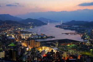 Nagasaki, Japan.  Photo source: Wikipedia, ""Nagasaki City view from Hamahira01s3" by 663highland - Own work. Licensed under CC BY 2.5 via Commons - https://commons.wikimedia.org/wiki/File:Nagasaki_City_view_from_Hamahira01s3.jpg#/media/File:Nagasaki_City_view_from_Hamahira01s3.jpg"