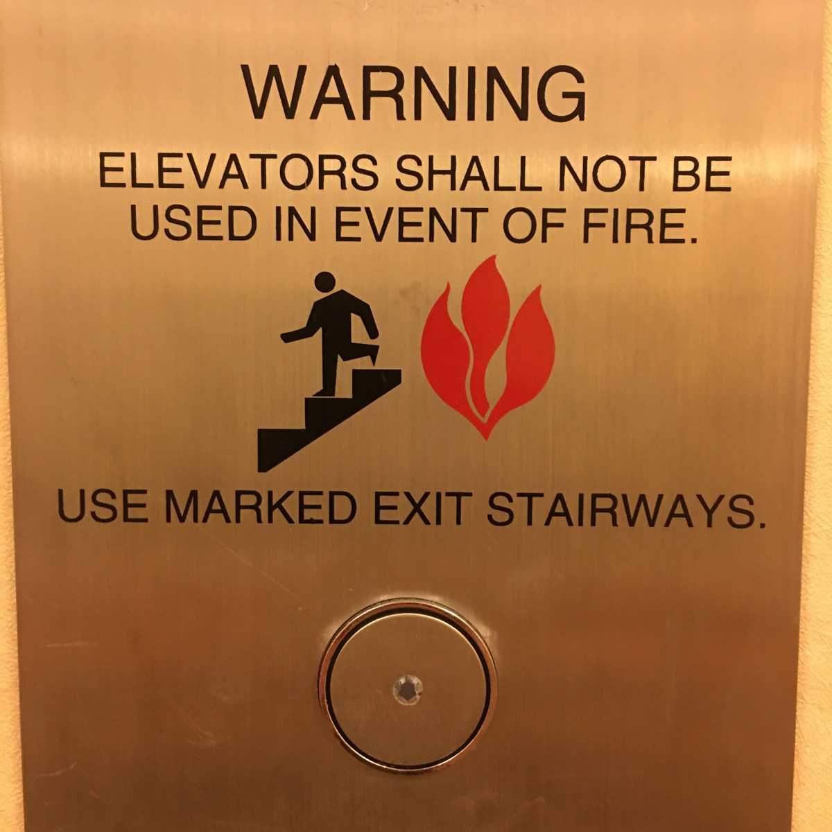 Elevators shall not be used in case of fire–seriously??
